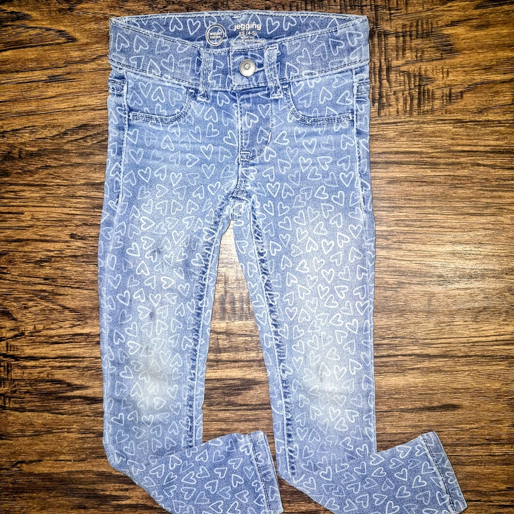 Blue Heart Pattern Jeggings